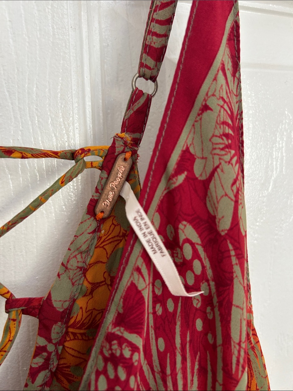 Free People Mustard Maxi Dress with Burgundy Trim - Picture 2 of 7
